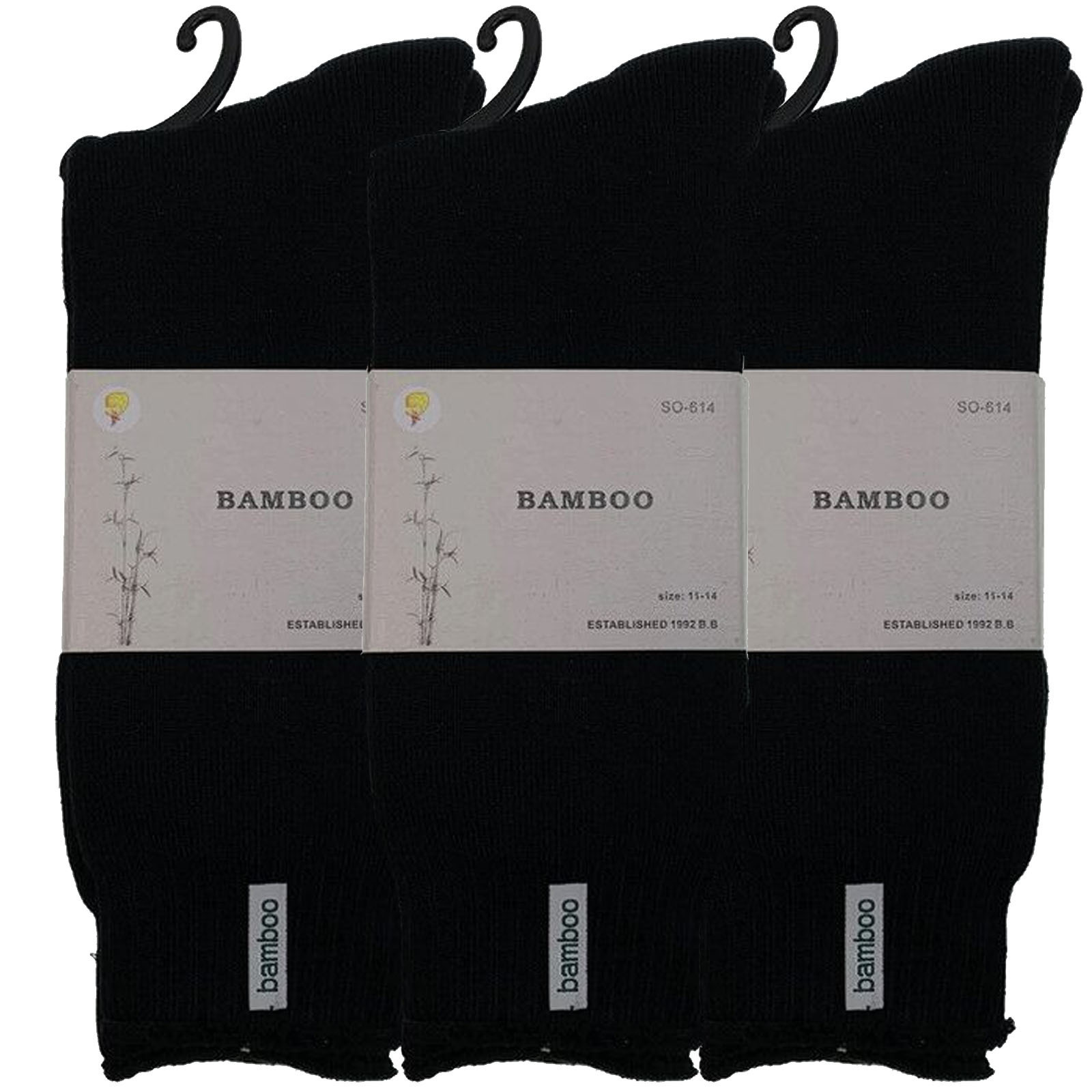 V563-3BBSOX-BLK-SIZE11-14-202502270859-00 3 Pairs PREMIUM BAMBOO SOCKS Mens Heavy Duty Thick Work Socks BULK Cushion - Black - 11-14 - Image 1
