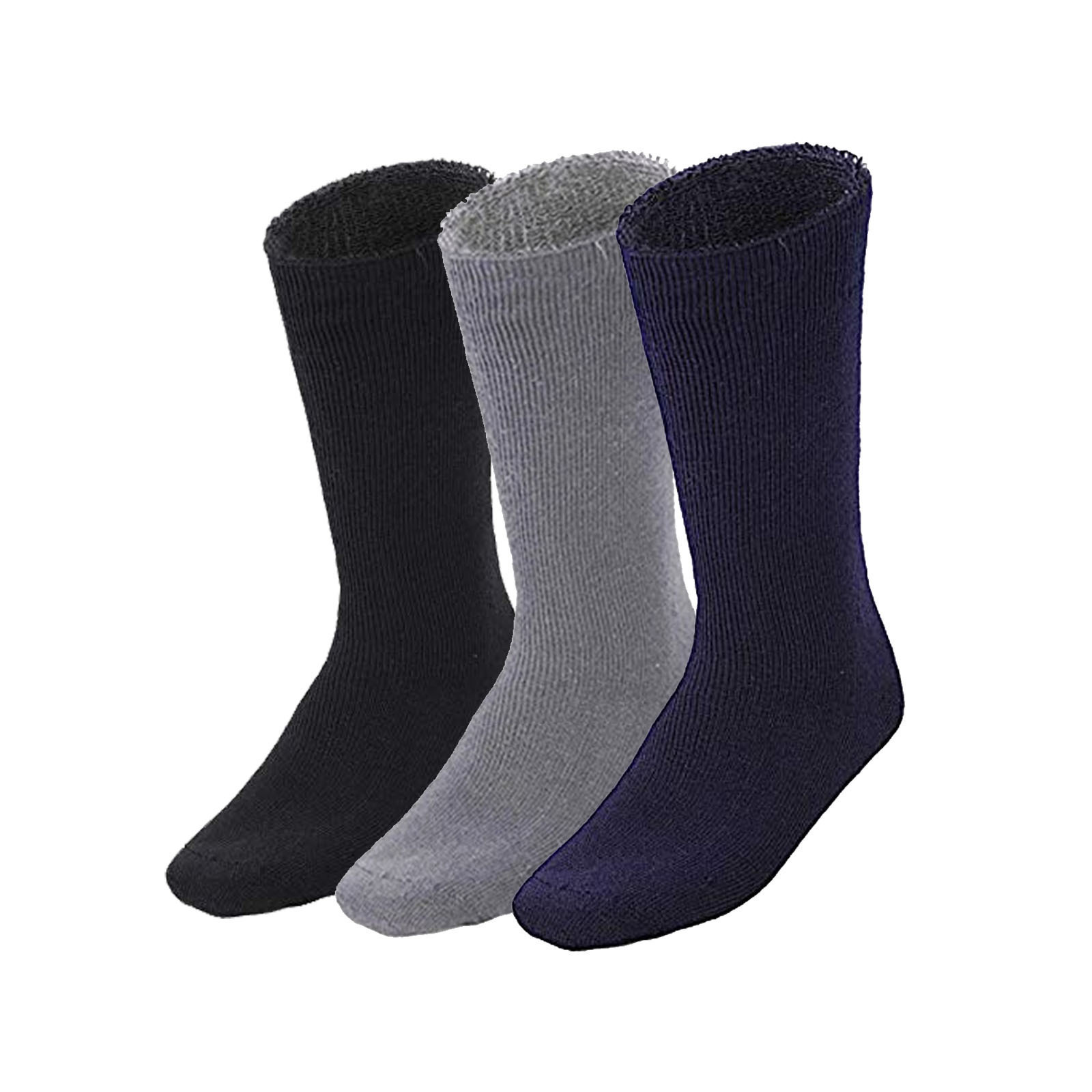 V563-3MBSKS-ACOLOUR-SIZE11-14-202503051825-00 3 Pairs BAMBOO SOCKS Mens Heavy Duty Premium Thick Work Socks Cushion BULK - Assorted Colour Pack - 11-14 - Image 1