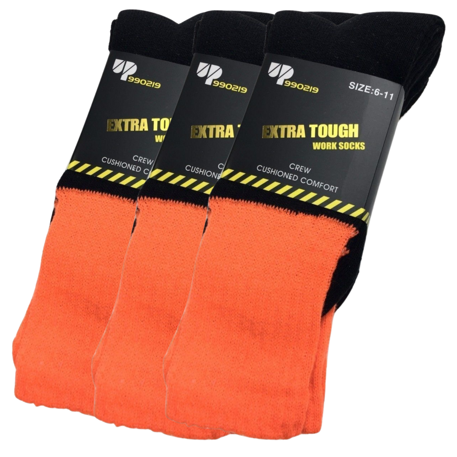 V563-3XBR-HIVISSOCKS-ORG6-11-202503051546-00 3x Pairs HI VIS SOCKS Workwear Work Safety Tradie High Visibility Fluro - Orange - 6-11 - Image 1