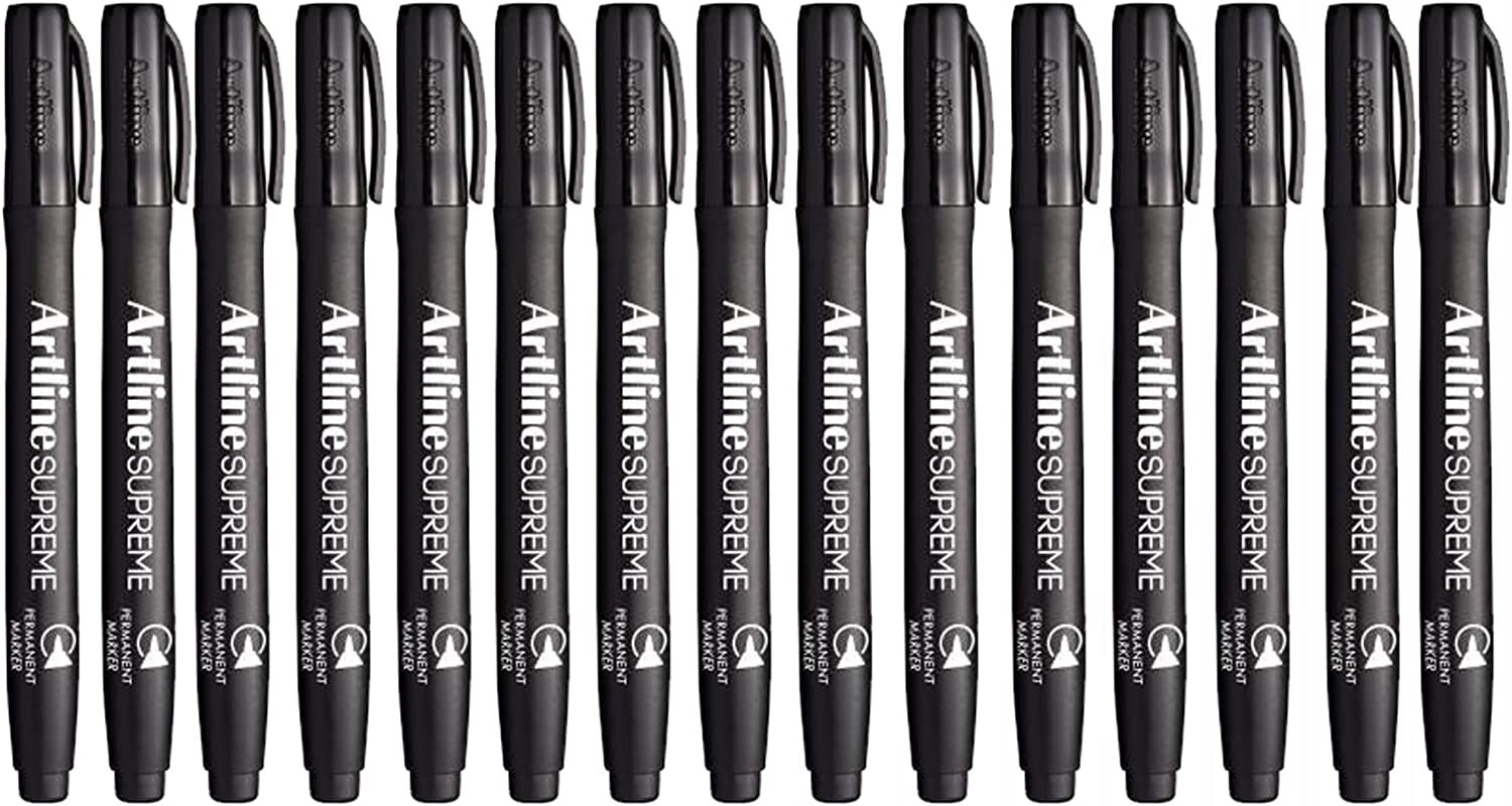 V563-4549441009419-202503051415-00 12x Artline Supreme Permanent Markers 0.4mm - Black Bulk Pack - Image 1