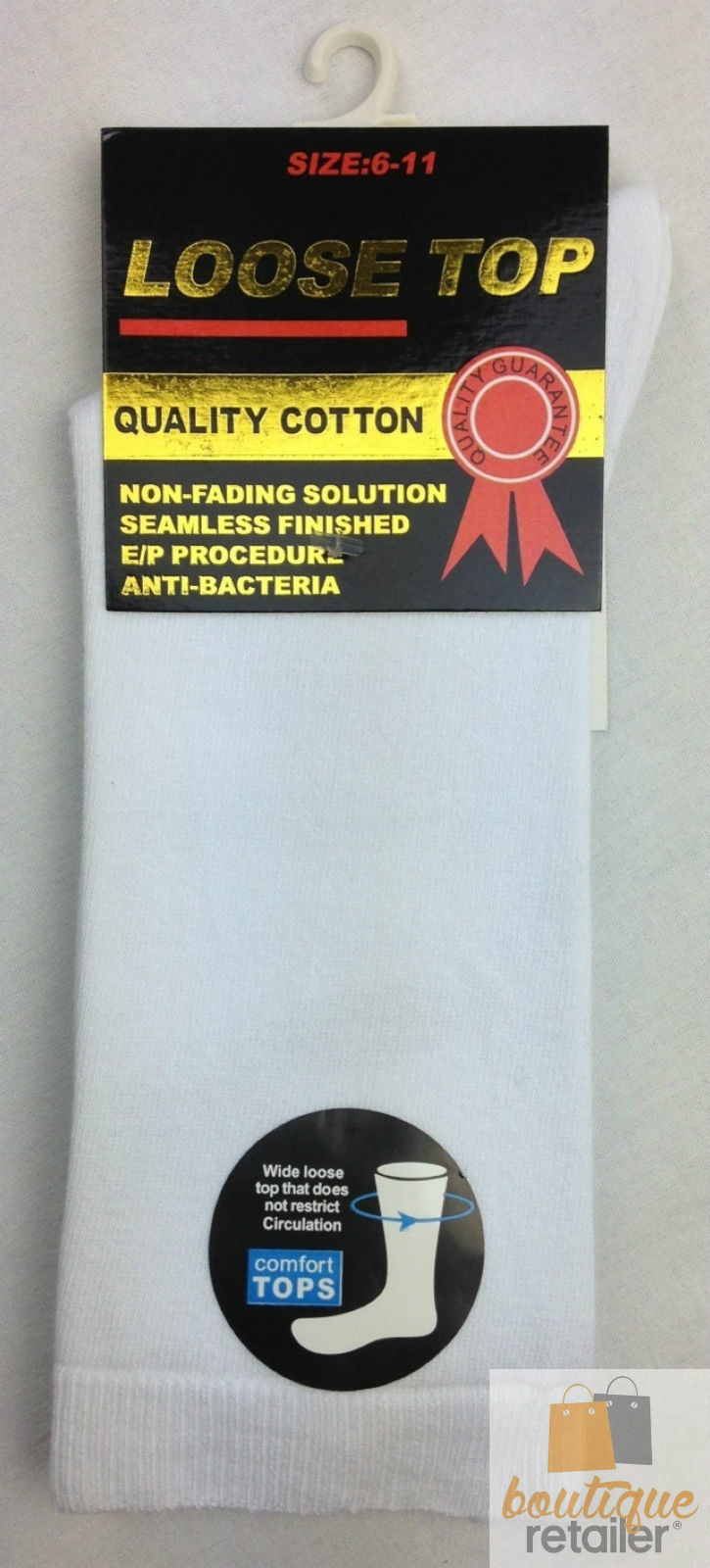 V563-6COTTONLTSOX-WHT6-11-202503051836-00 6x Pair COTTON Rich LOOSE TOP SOCKS Dress Medical Circulation Diabetic Comfort - - - Image 1