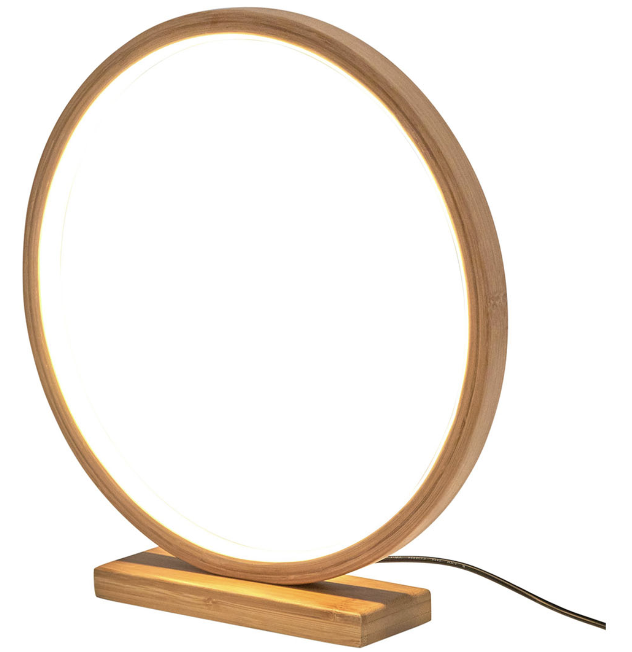 V563-75165-174132-00 Bamboo Single Ring LED Lamp Light Modern Scandi Minimalistic - Natural - Image 1