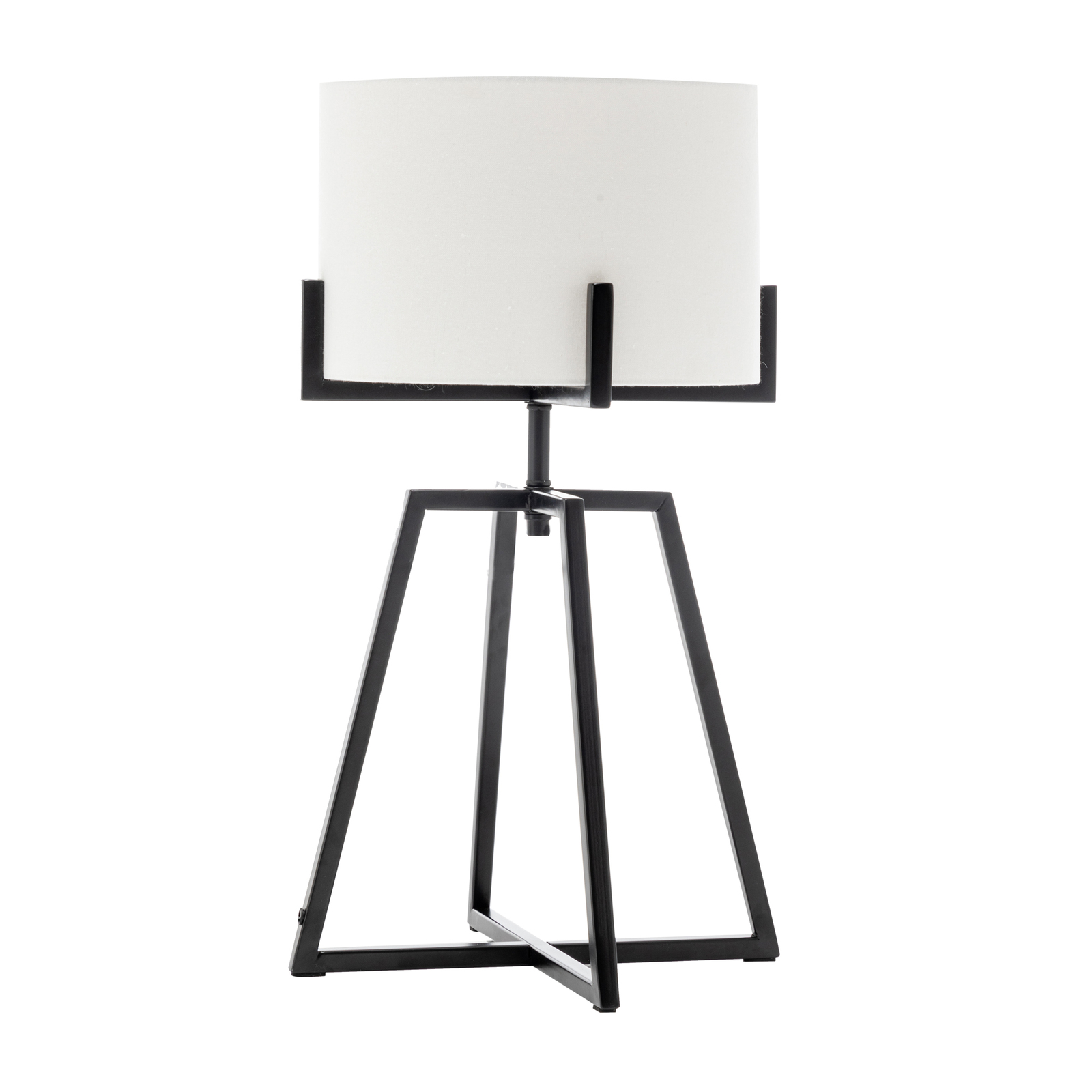 V563-75182-150126-00 Modern Scandi Metal Dimmable Table Desk Lamp Light w/ Linen Shade - Matte Black - Image 1