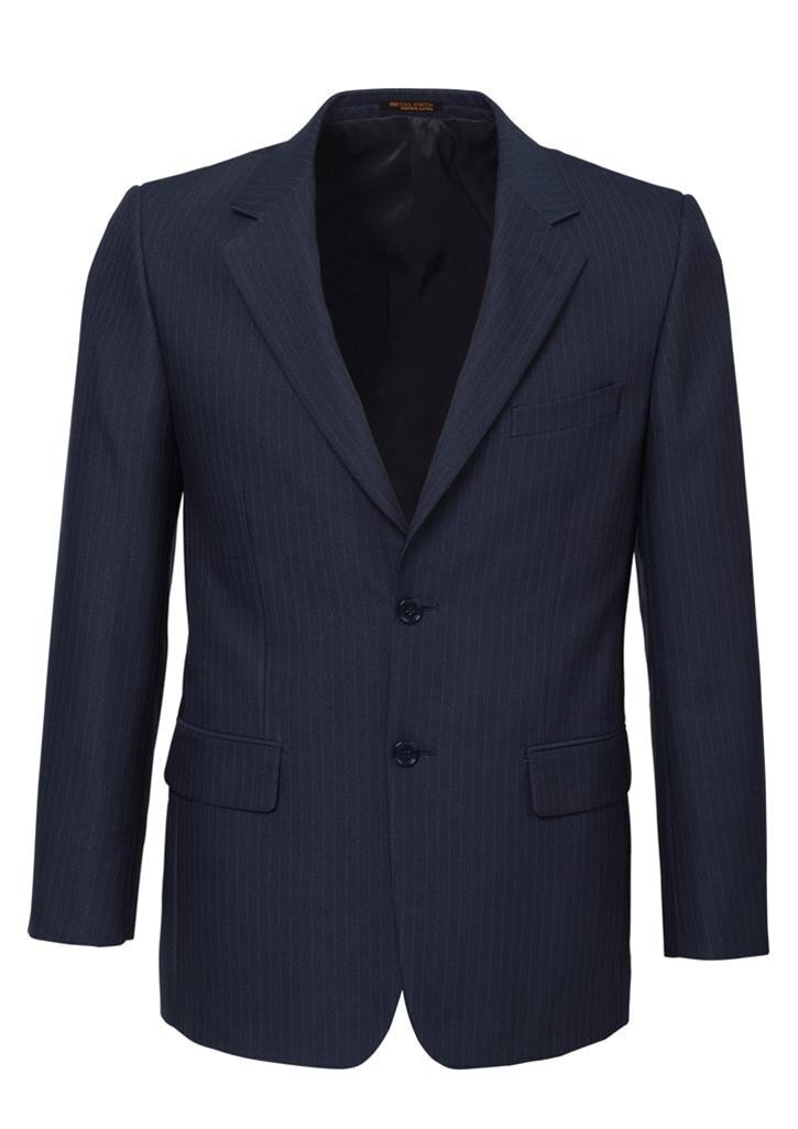 V563-80211-NAVY-127-202503052025-00 Mens Single Breasted 2 Button Suit Jacket Work Business - Pin Striped - Navy - 127 - Image 1