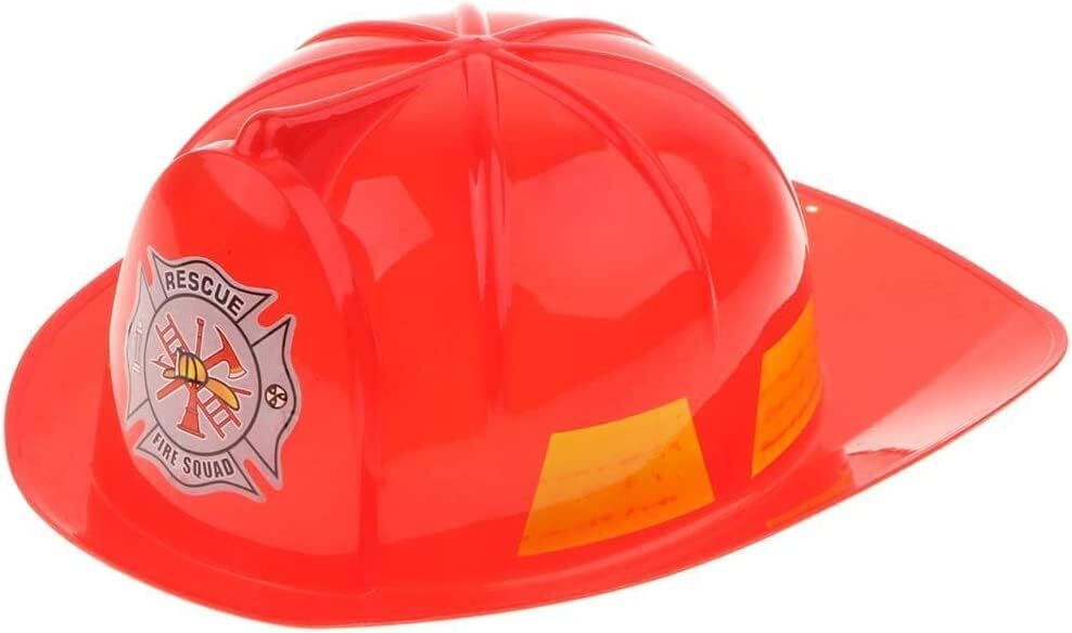 V563-9868686161016-1PC-213035-00 KIDS FIREMAN HAT Firemans Helmet Costume Dress Up Party Red Plastic Halloween Cap - Image 1