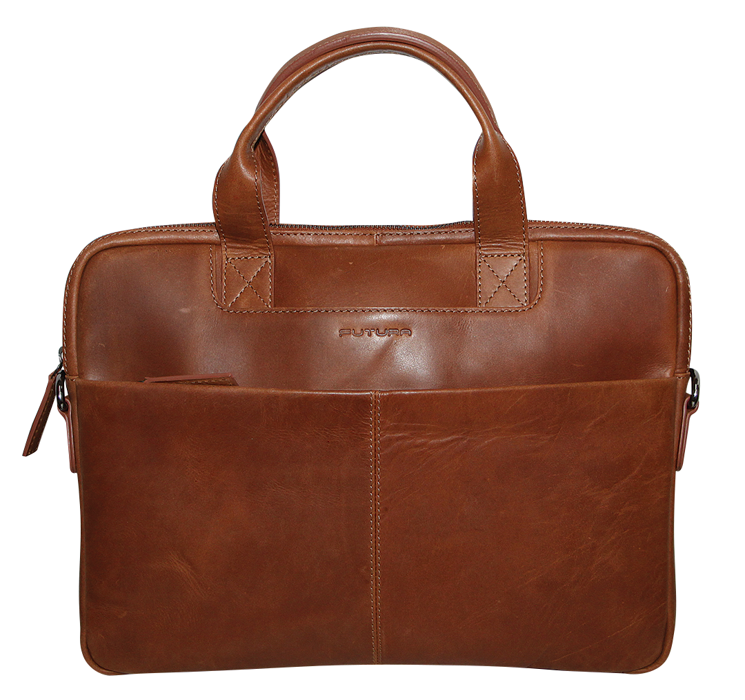 V563-A1973LBROWN-167433-00 Futura Mens Slimline Laptop Bag Satchel Handbag Handles College - Brown - Image 1
