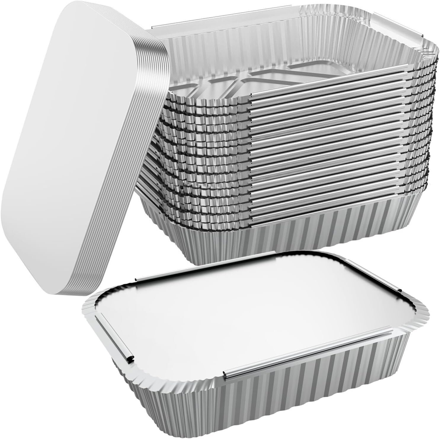 V563-AF2215-6L-24PK-202506020835-00 144x Aluminium Disposable Foil Food Container Trays Pans w/ Lids Covers Bulk 22cm*15cm*4.5cm - Image 1