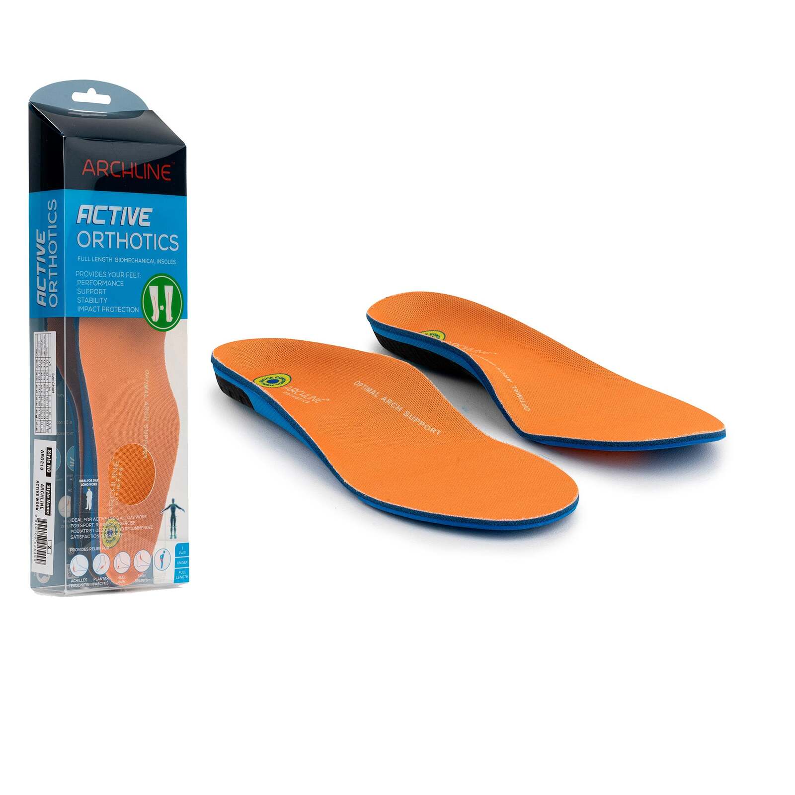 V563-ARO210-XL-202502271228-00 Archline Active Orthotics Full Length Arch Support Pain Relief Insoles - For Work - XL (EU 45-46) - Image 1