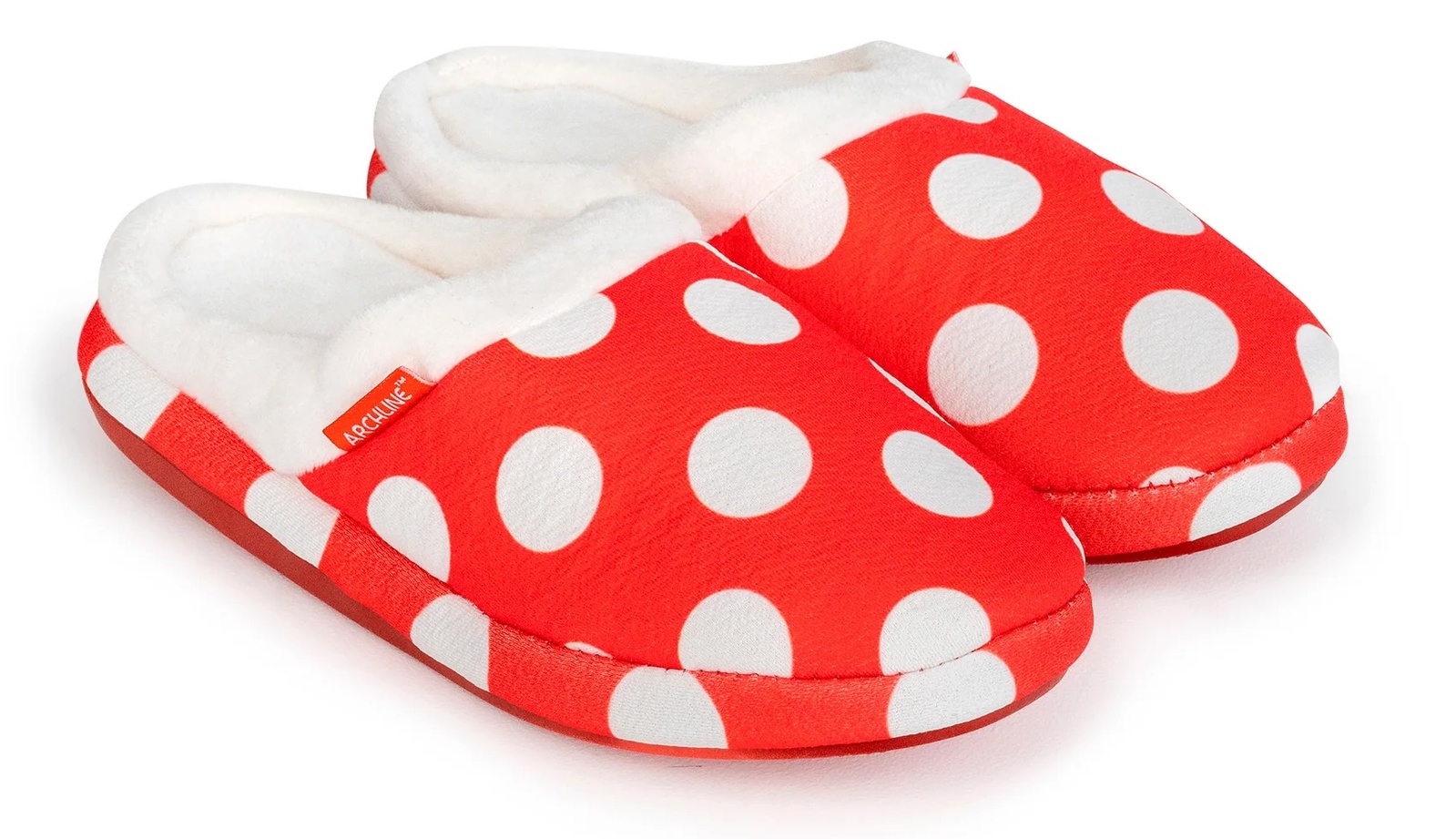 V563-AS402-38-202503051901-00 ARCHLINE Orthotic Slippers Slip On Scuffs Pain Relief Moccasins - Red Polka Dot - EUR 38 (Womens US 7) - Image 1