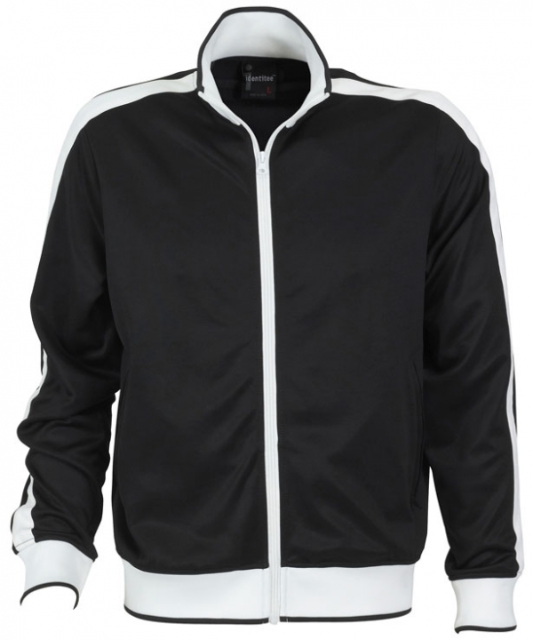 V563-B29-BKWH-XXL-149492-00 Identitee Mens Varsity Track Top Jacket Tracksuit Warm Winter Jumper Long Sleeve - Black/White - XXL - Image 1