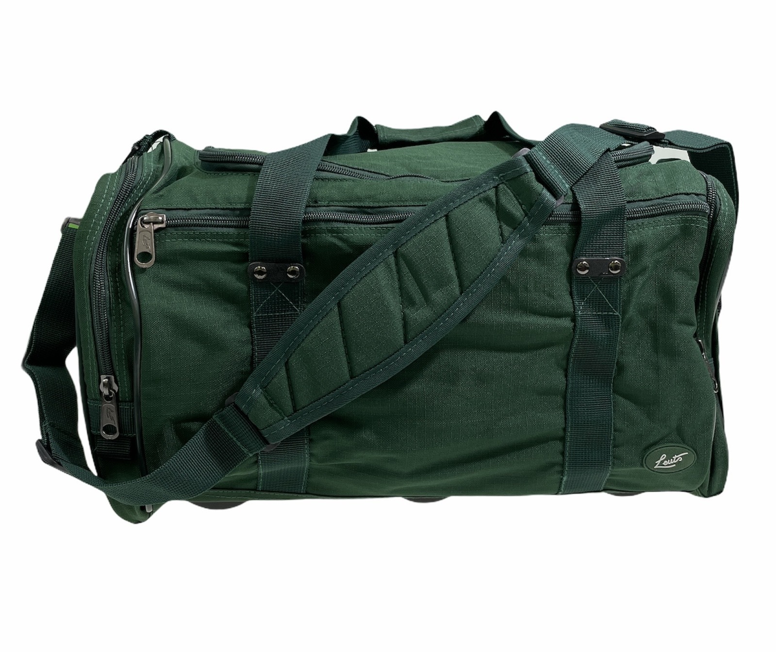 V563-B8115-BOTTLE-202503052120-00 44L Travel Foldable Duffel Bag Gym Sports Luggage Travel Foldaway D-Zip Top School Bags - Bottle Green - Image 1