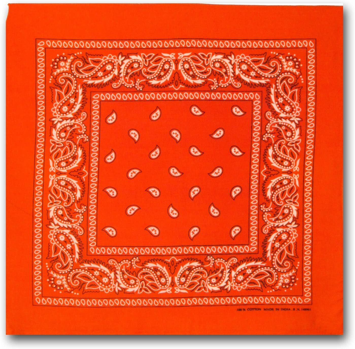V563-BANDANA-ORANGE-202503051430-00 BANDANA Paisley 100% COTTON Head Wrap Durag Bandanna Summer Biker Scarf Mask - Orange - Image 1