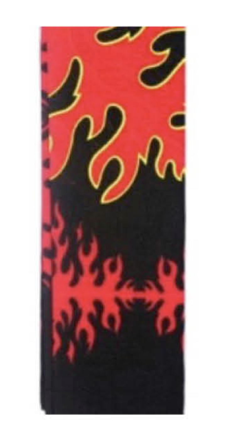 V563-BANDANA-REDFIREBLK-202503051502-00 BANDANA Paisley 100% COTTON Head Wrap Durag Bandanna Summer Mask in Red Fire on Black - Image 1