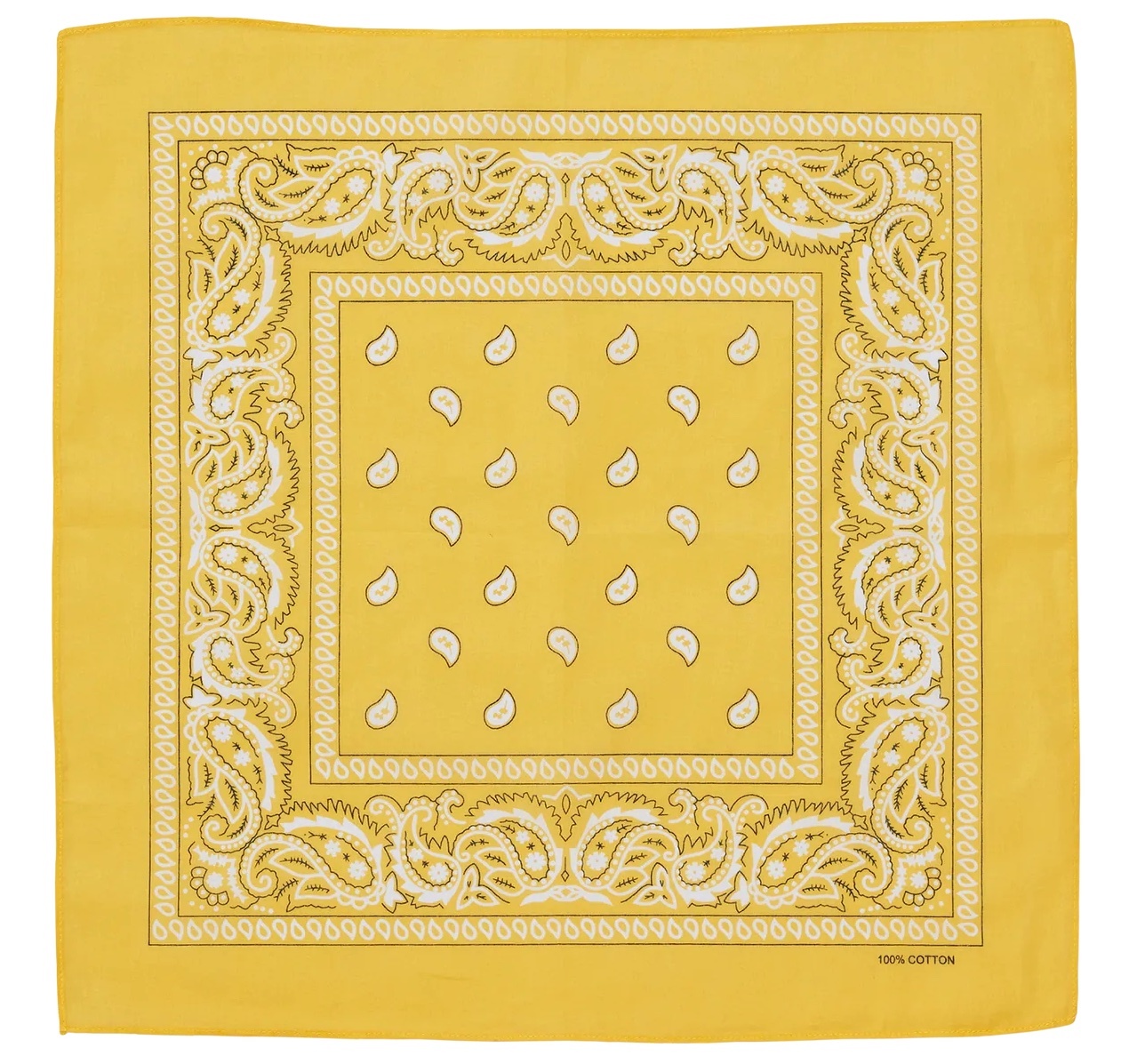 V563-BANDANA-YLW-202503051459-00 BANDANA Paisley 100% COTTON Head Wrap Durag Bandanna Summer Biker Scarf Mask - Yellow - Image 1