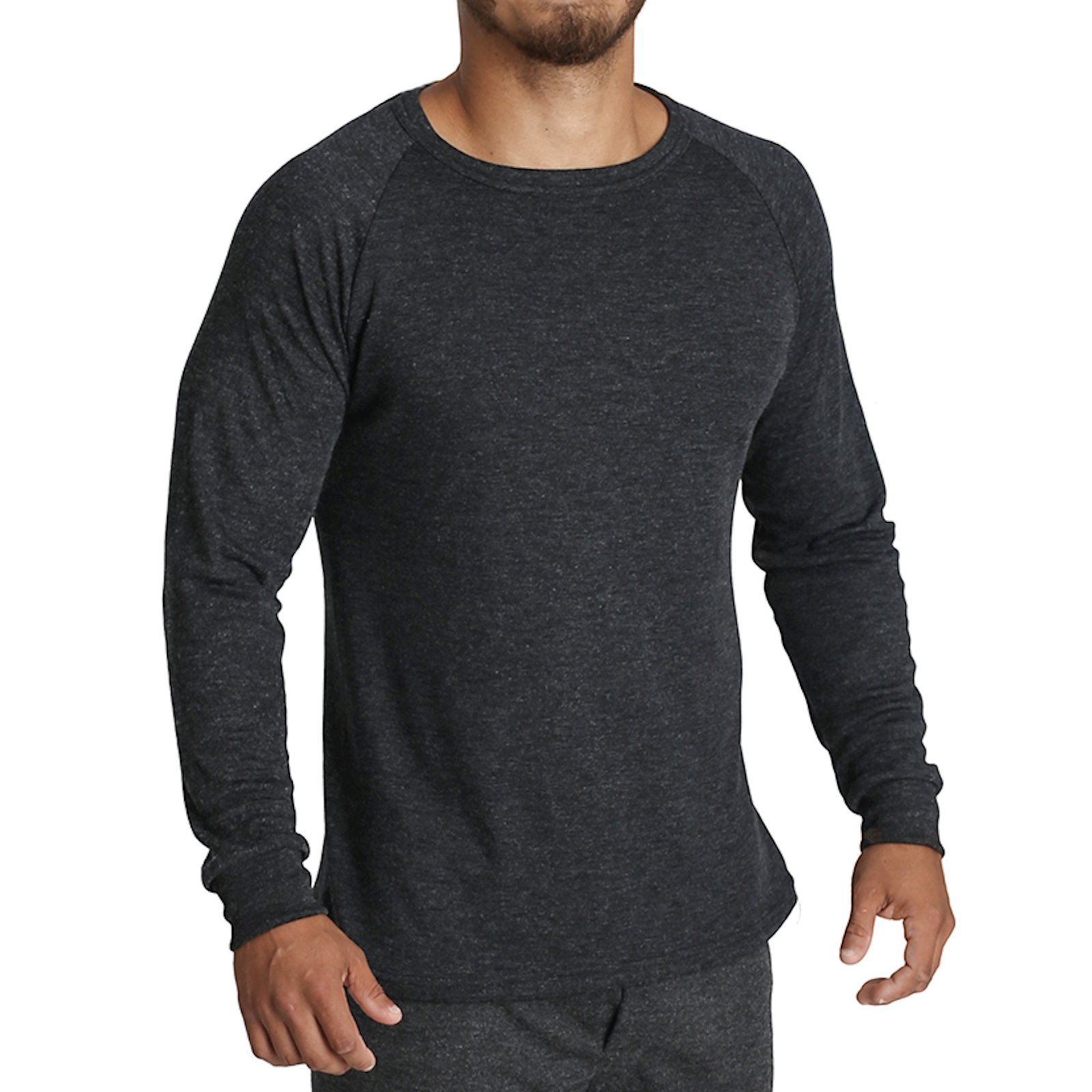V563-BB-SI041-BK-L-202503051810-00 Mens Merino Wool Blend Long Sleeve Thermal Top Underwear Thermals Base Layer - Black - L - Image 1