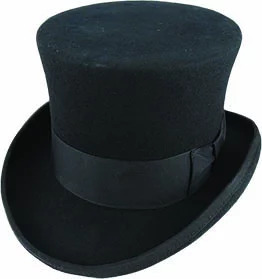 V563-BR-21180-57-BLK-202503051845-00 5.5"" Premium Mad Hatter Top Hat 100% Australian Wool Felt Magician Tuxedo Cap - Black - 57cm - Image 1
