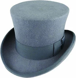 V563-BR-21180-58-GREY-202503051845-00 5.5"" Premium Mad Hatter Top Hat 100% Australian Wool Felt Magician Tuxedo Cap - Grey - 58cm - Image 1