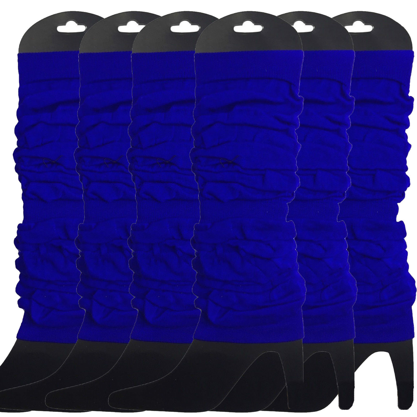 V563-BR-6NNLEGWRMR-ROYBLU-202506190452-00 6x LEG WARMERS Knitted Womens Neon Party Knit Ankle Fluro Dance Costume 80s BULK - Royal Blue - Image 1