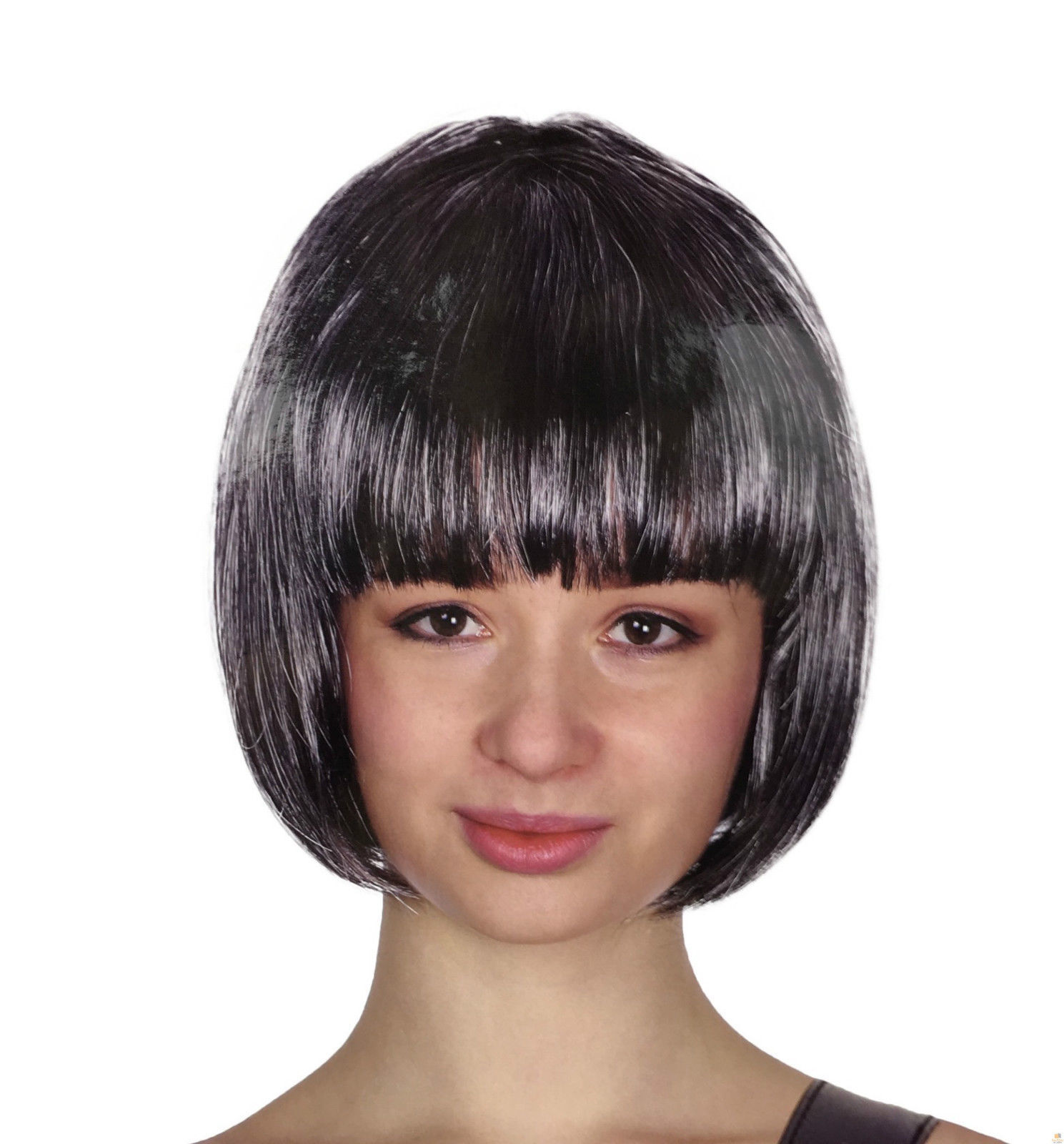 V563-BR-BOBW-GRY-185103-00 Bob Wig Costume Short Straight Fringe Cosplay Party Full Hair Womens Fancy Dress - Grey - Image 1