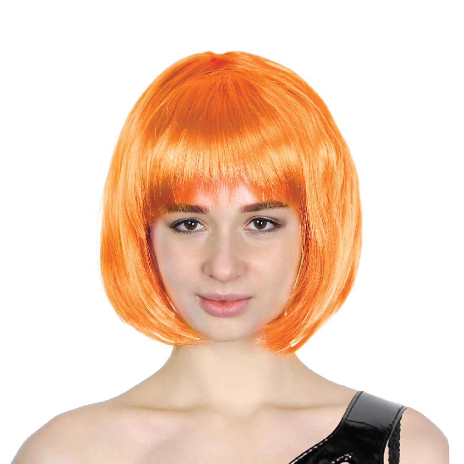 V563-BR-BOBW-ORNG-202504071437-00 Bob Wig Costume Short Straight Fringe Cosplay Party Full Hair Womens Fancy Dress - Orange - Image 1