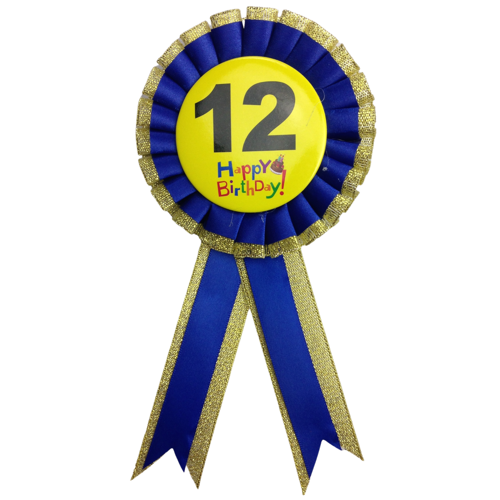 V563-BR-FANCYDRESBADGE-12BLU-202503051605-00 BIRTHDAY BADGE Party Favour Award Rosette Fancy Dress Girls Boys Childrens Kids - - Image 1