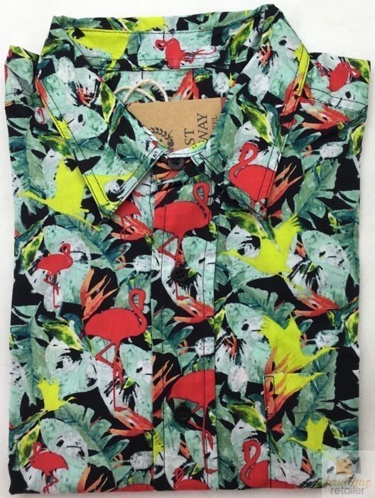 V563-BR-HWNSHT-WTRCLR0503-XL-202503051720-00 Mens Oahu Hawaiian Party Shirt Button Hippie Tops Short Sleeve Beach Holiday - Water Colour (0503) - XL - Image 1