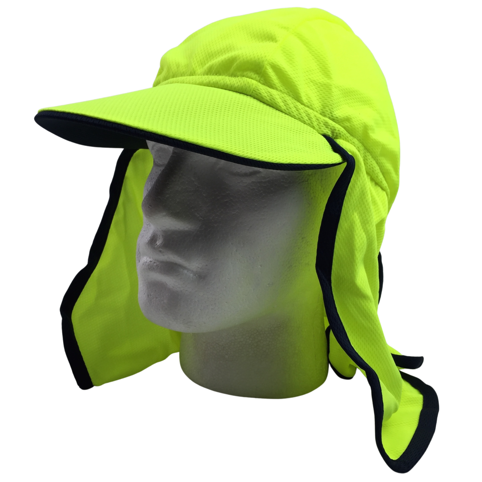 V563-BR-LEGIONNAIRE-FLUYLW-202503051726-00 Hi Vis Legionnaire Hat Cap Sun Protection Workwear Legionnaires Fluro One Size - Fluro Yellow - Image 1
