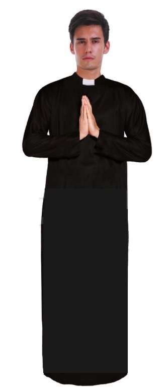 V563-BR-PRIESTCOST-202506020821-00 Men's PRIEST Father Costume Religious Halloween Robe Church Collar Vicar Preacher - Image 1