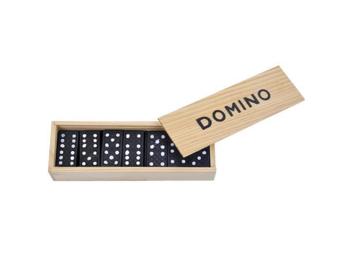 V563-DOMINO-202503051540-00 Domino Set Wooden Box Kids Children Traditional Toy 28 Dominoes - Image 1
