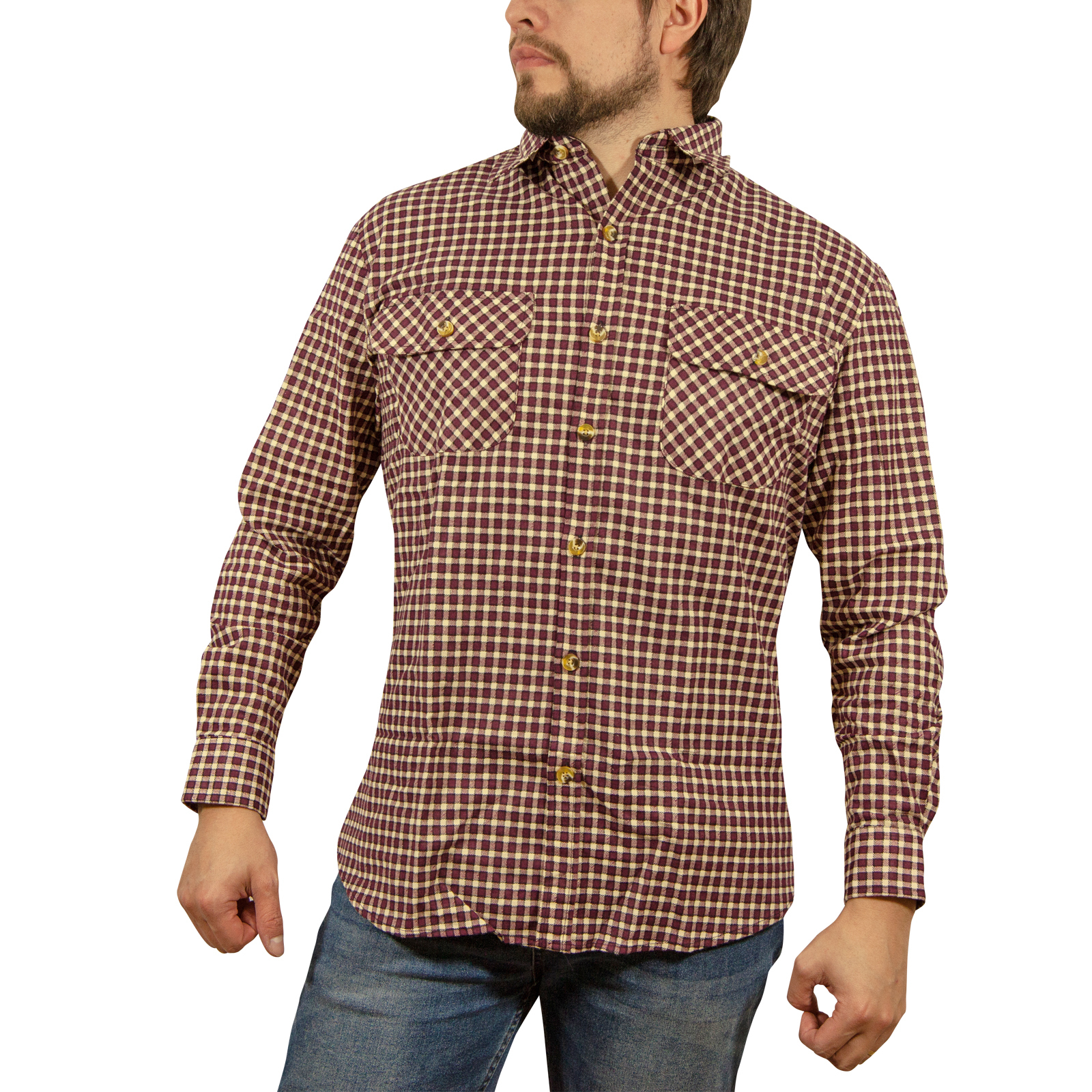 V563-FLSHT2015-FP97-M-202503051655-00 Mens FLANNELETTE SHIRT Check 100% COTTON Flannel Vintage Long Sleeve - 97 (Full Placket) - M - Image 1