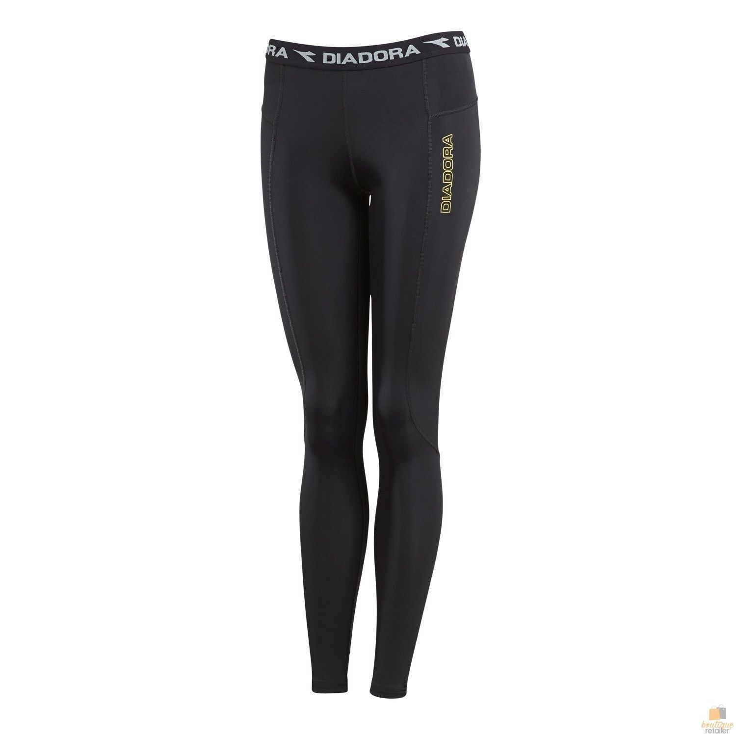 V563-GDWS1390-BLK-8-150362-00 DIADORA Ladies Compression Sports Full Length Tights Gym Yoga - Black - 8 - Image 1