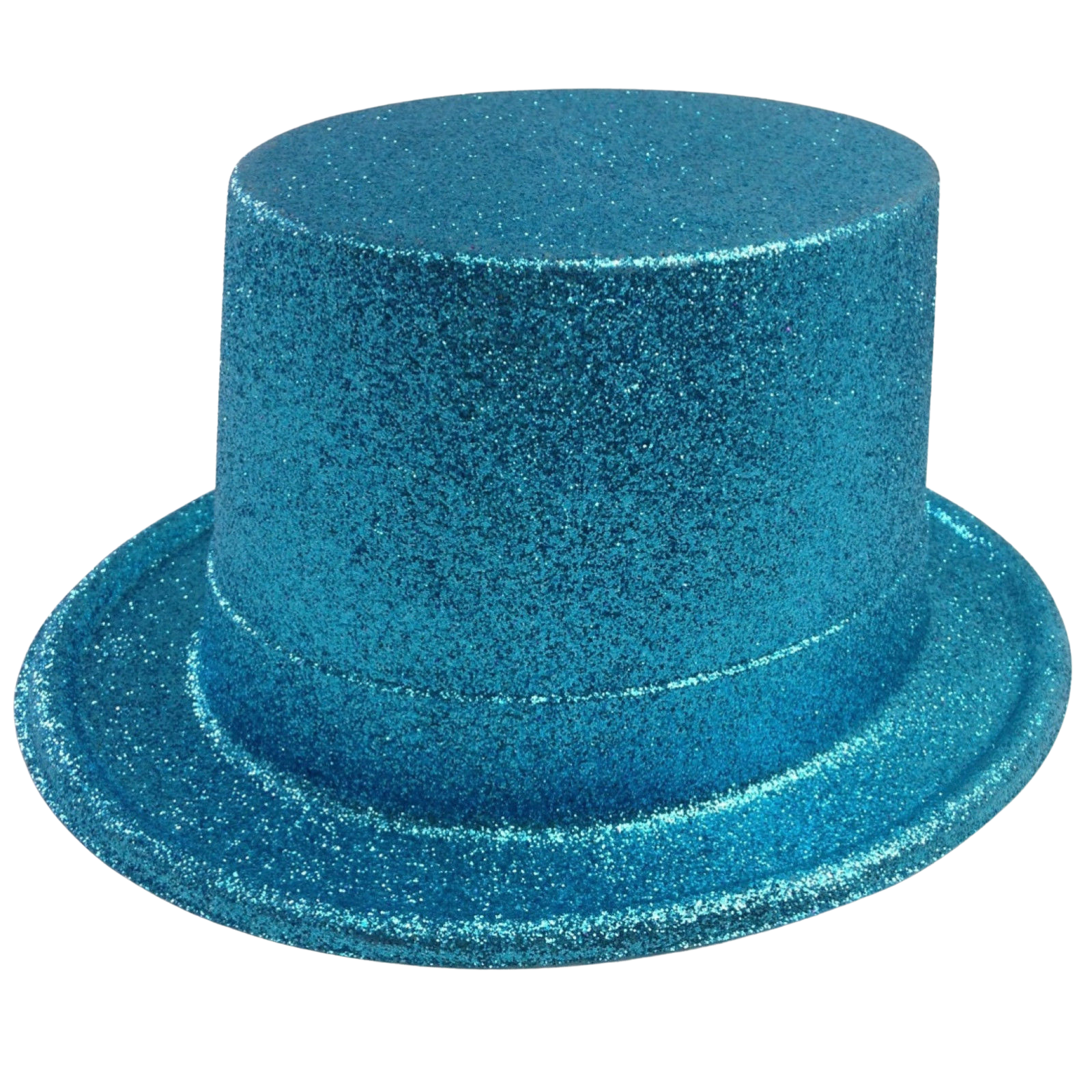 V563-GLTRTOPHAT-SKYBLU-184338-00 GLITTER TOP HAT Fancy Party Plastic Costume Tall Cap Fun Dress Up Sparkle - Sky Blue - Image 1