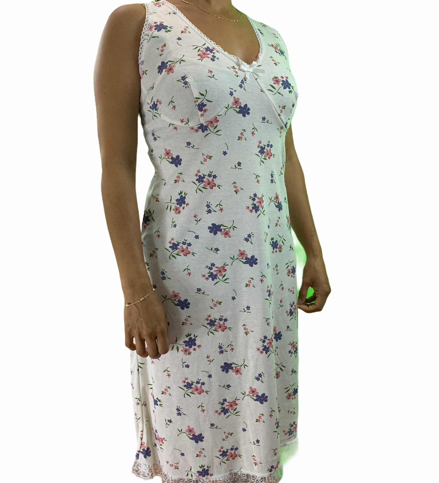 V563-NI-007-PINK-22-202503051931-00 Womens Ladies Cotton Nightie Night Gown Slip Petticoat PJs Sleepwear Dress - Pink - 22 - Image 1