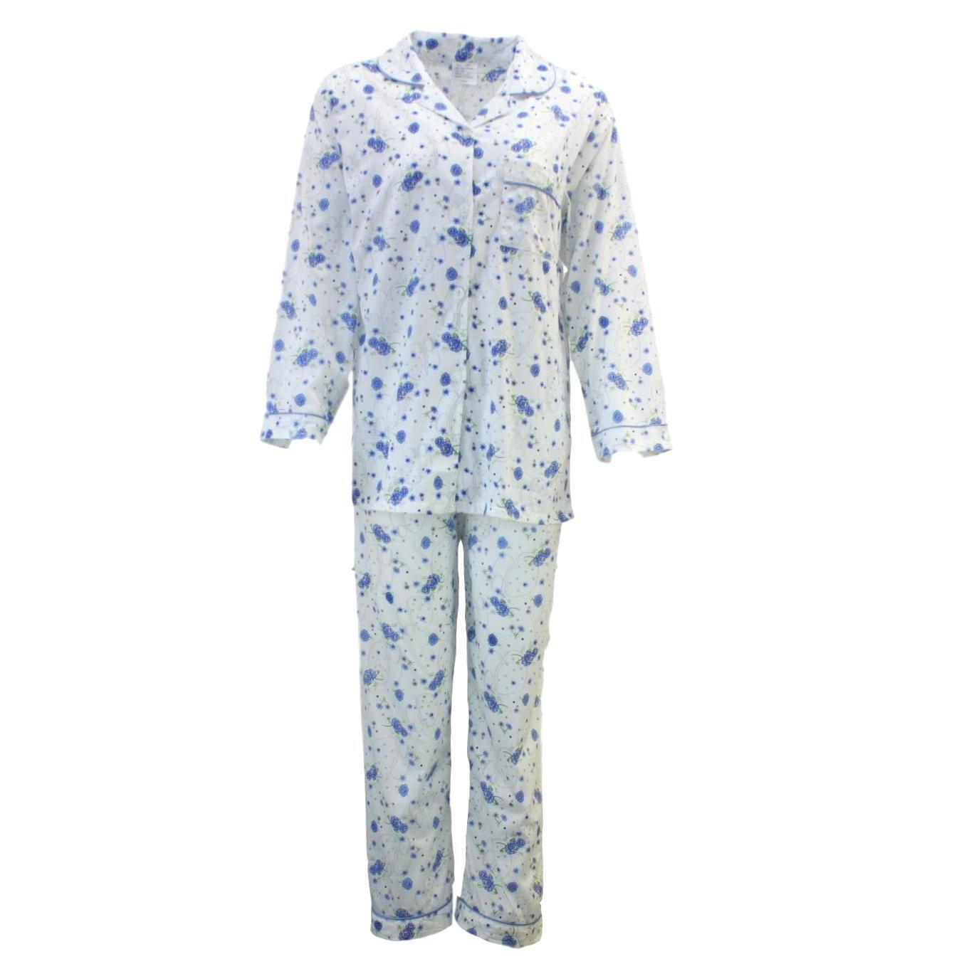 V563-NI-031-BLUE-22-202503051846-00 Womens PYJAMAS PJs Set Pajamas Ladies Cotton PJ Womens Long Sleeve Sleepwear - Blue - 22 - Image 1