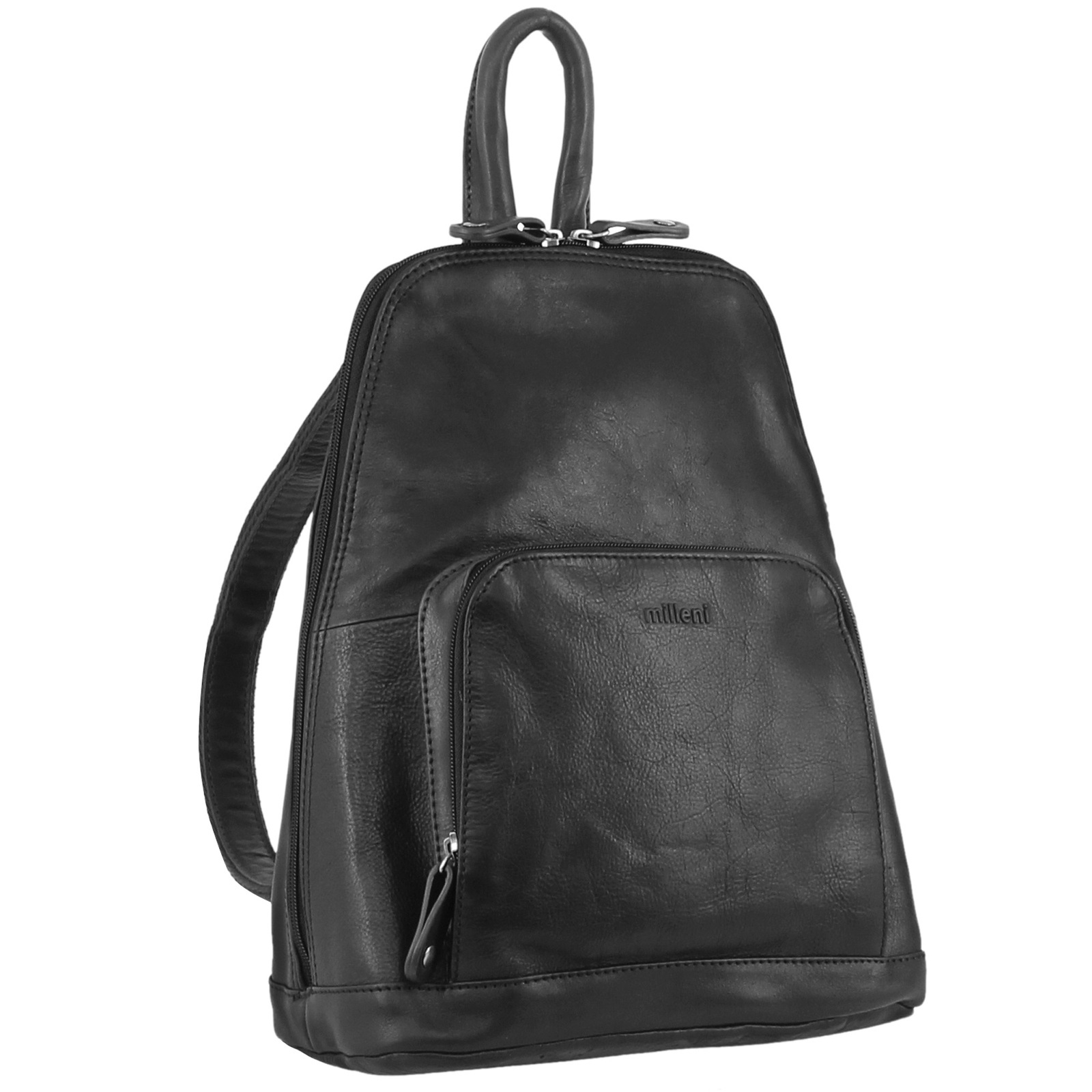 V563-NL-10767-BLK-140662-00 Milleni Genuine Italian Leather Soft Nappa Leather Backpack Travel Bag - Black - Image 1