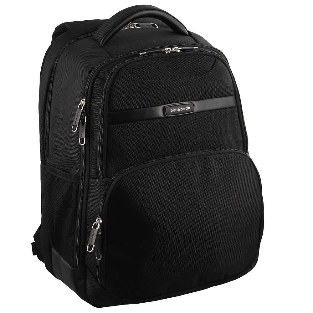 V563-PC-2647-BLACK-174388-00 Pierre Cardin 30L Large Backpack Bag w 15" Laptop Sleeve Travel Luggage RFID - Black - Image 1