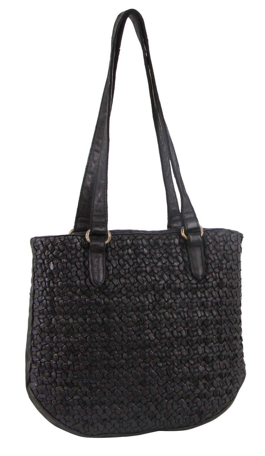 V563-PC-3307-BLACK-174380-00 Pierre Cardin Woven Leather Ladies Shoulder Bag - Black - Image 1