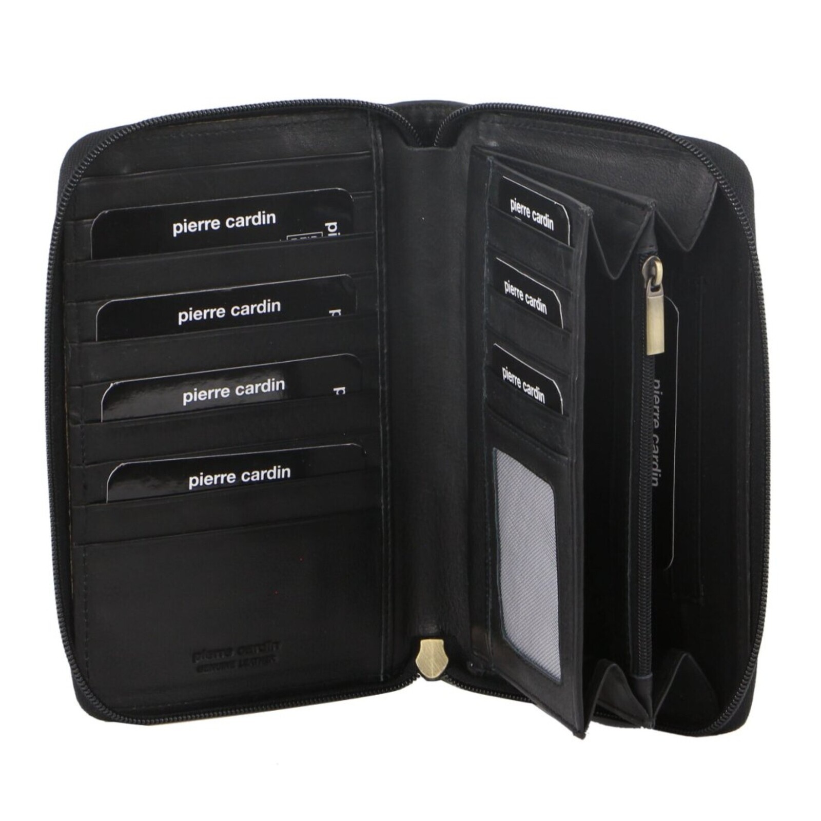 V563-PC-3350-BLK-174212-00 Pierre Cardin Perforated Leather Ladies Zip Around Wallet - Black - Image 1