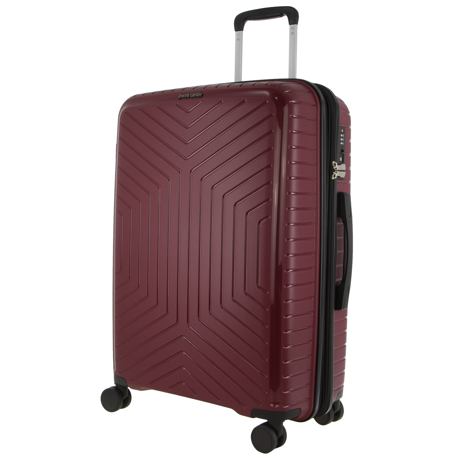 V563-PC-3550M-BURGUNDY-173950-00 Pierre Cardin 65cm Medium Hard-Shell Suitcase Travel Luggage Bag - Burgundy - Image 1