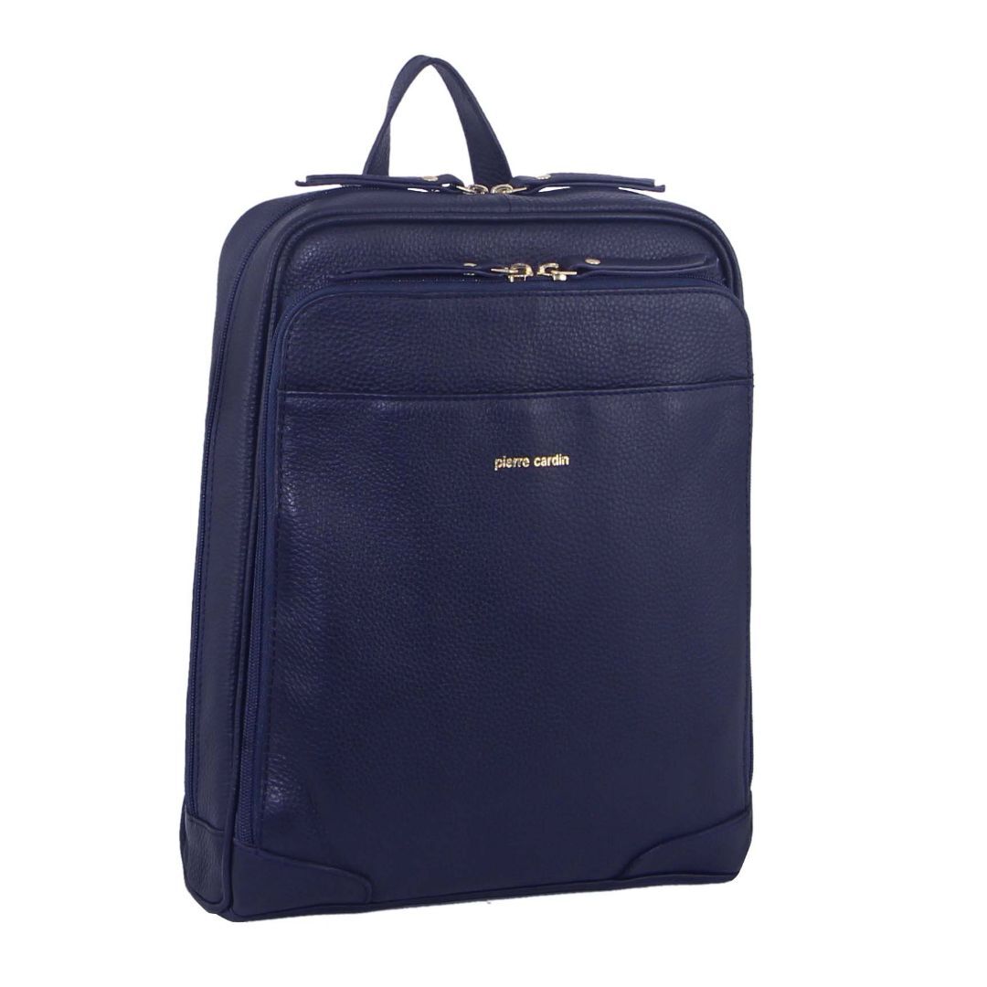 V563-PC_3213-NAVY-174152-00 Pierre Cardin Rustic Womens Leather Backpack Bag Handbag Back Pack Travel - Navy - Image 1