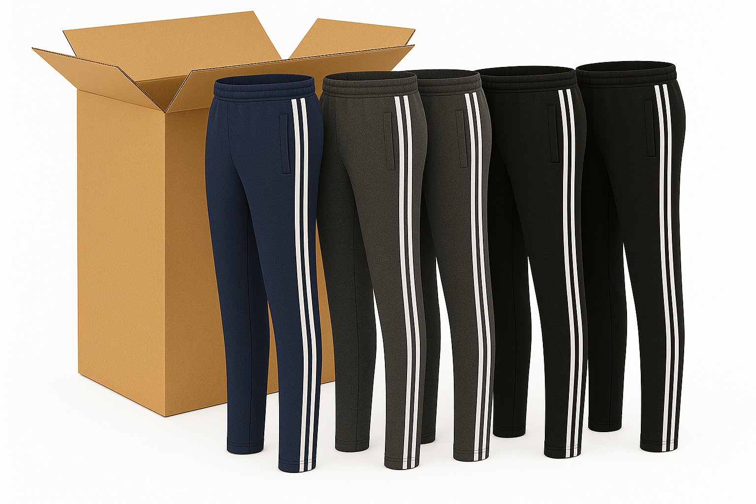 V563-SW-84-1BOX-202505231031-00 24x Pairs Mens Straight Leg Track Pants Low Pill Elastic Waist Bottoms Bulk (1 Box) - Image 1