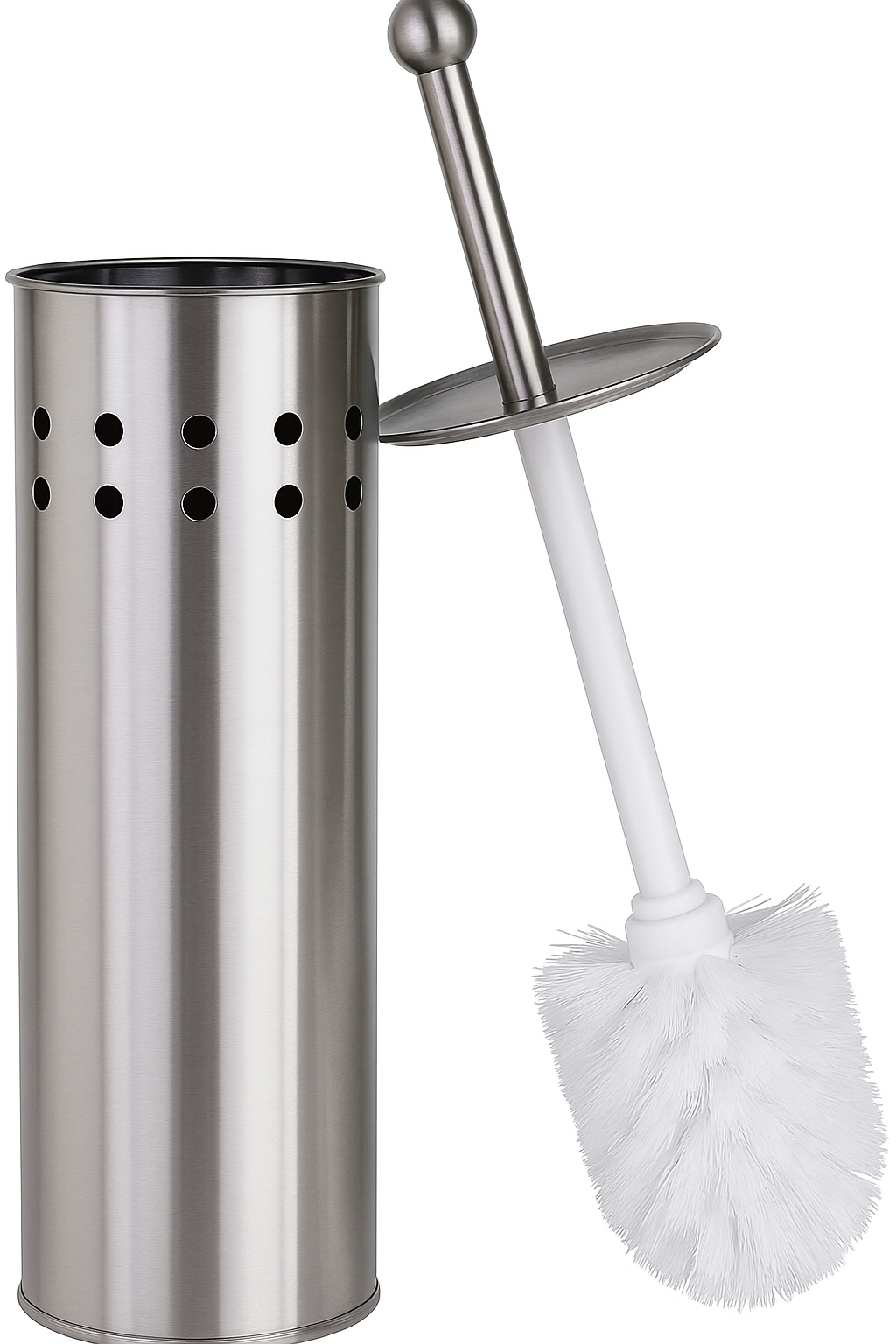 V563-WB-TOILETHOLDER-202506020820-00 Toilet Brush Holder Metal Stainless Steel Bathroom Set Handle Round Cover Clean - Image 1