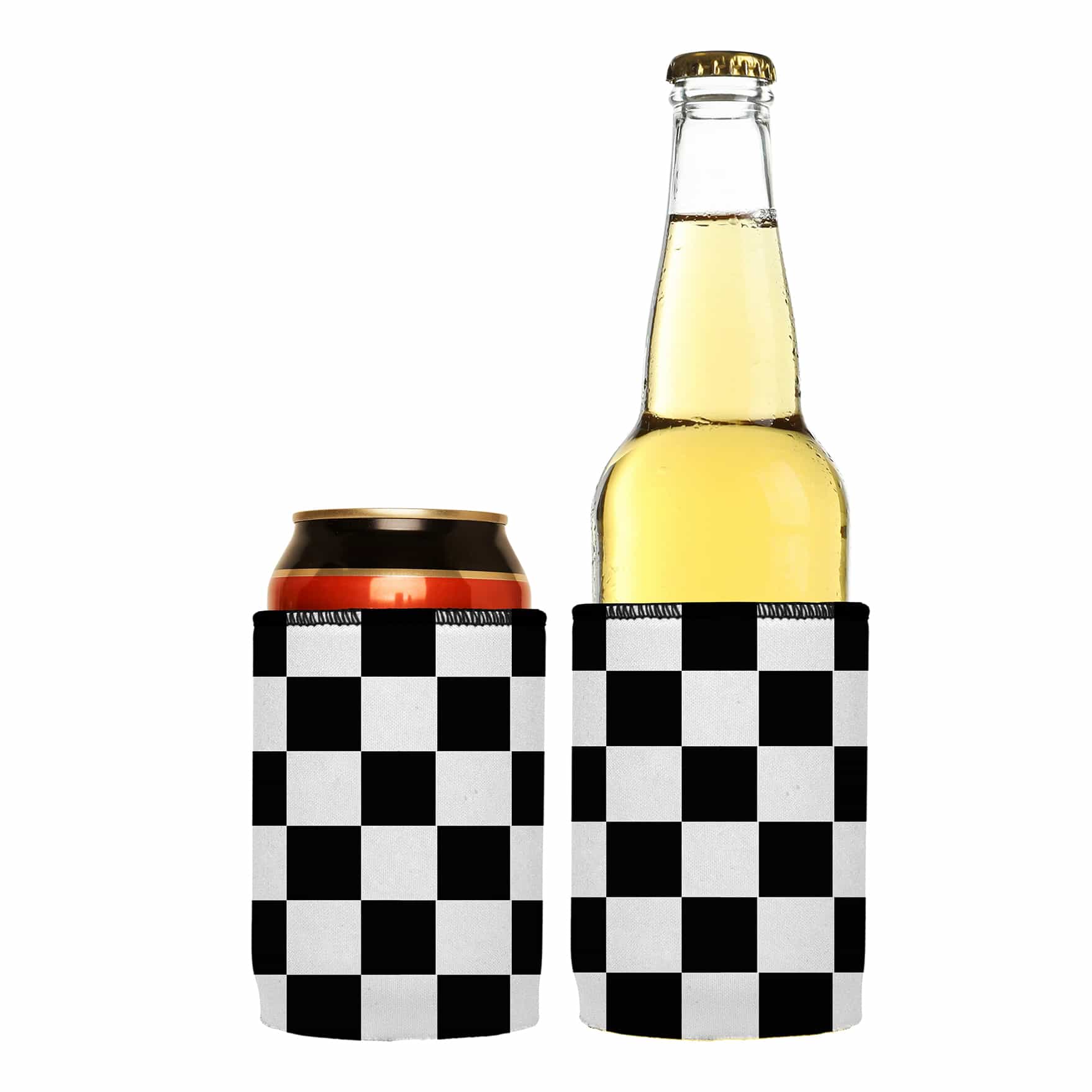 V570-ST-2125-A-2-202503260826-00 Large Checkerboard Stubby Cooler 2-Pack - Standard - Image 1