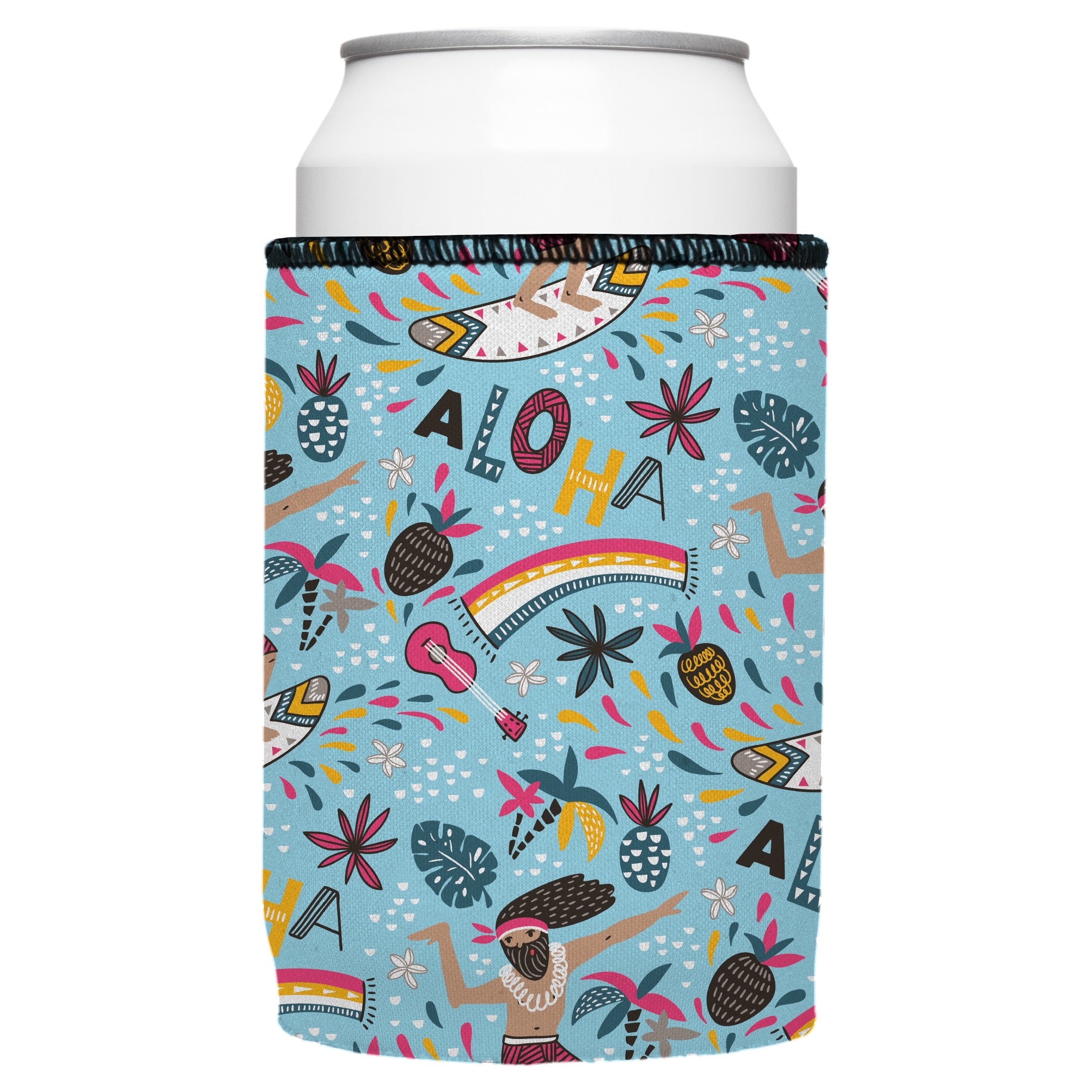 V570-ST-2529-A-202503260841-00 Surfing Aloha Stubby Cooler - Standard - Image 1