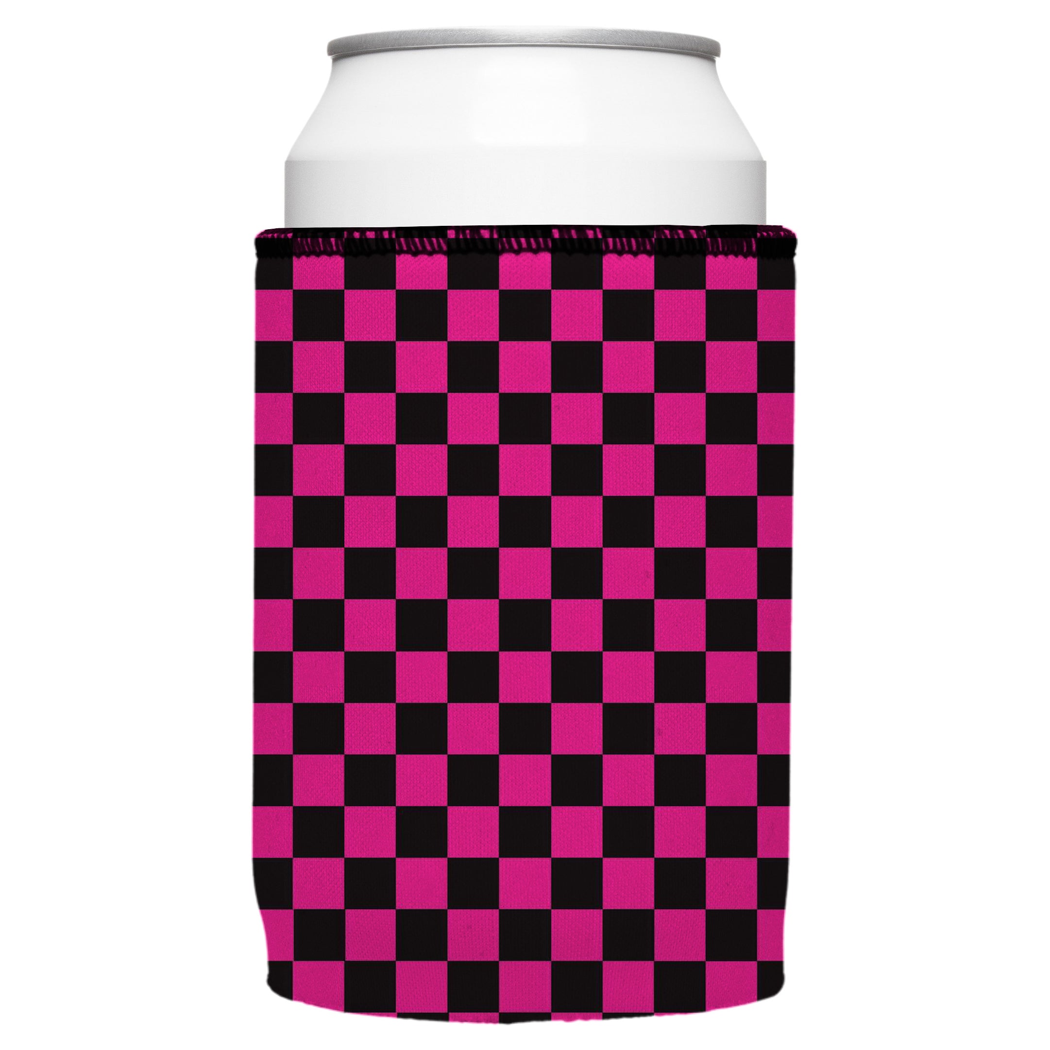 V570-ST-2694-A-202503260836-00 Pink Checkerboard Stubby Cooler - Standard - Image 1
