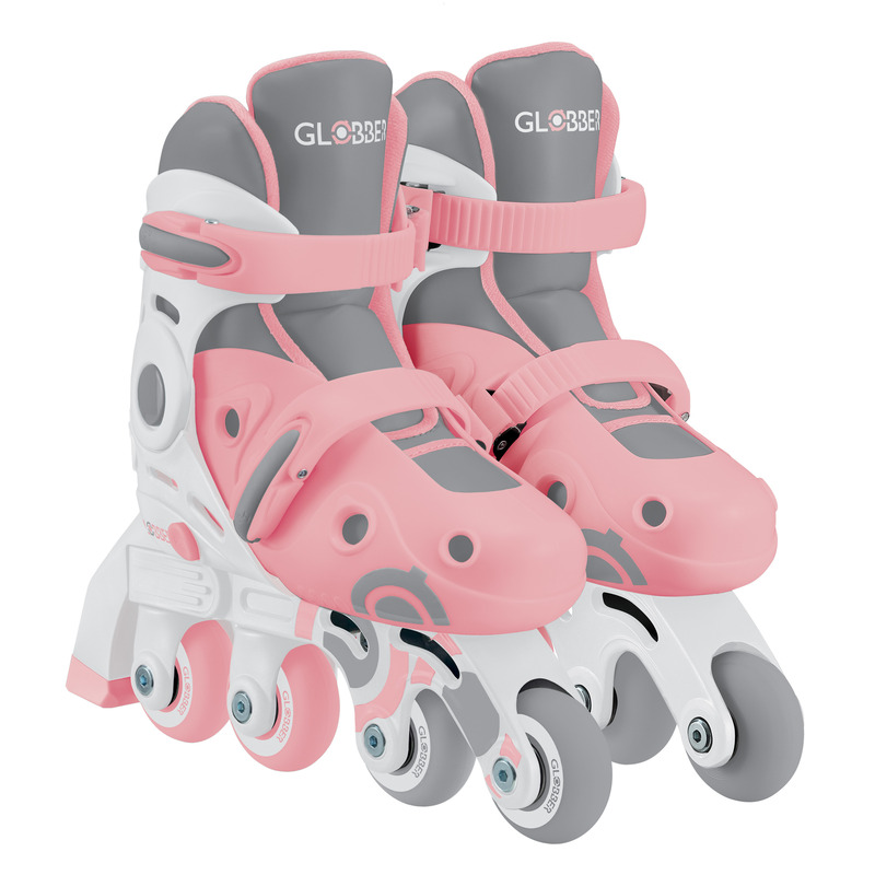 V572-780-210-202503280120-00 Globber LEARNING INLINE SKATES 2in1 for Toddlers: Size 26-29 - Pastel Pink - Image 1