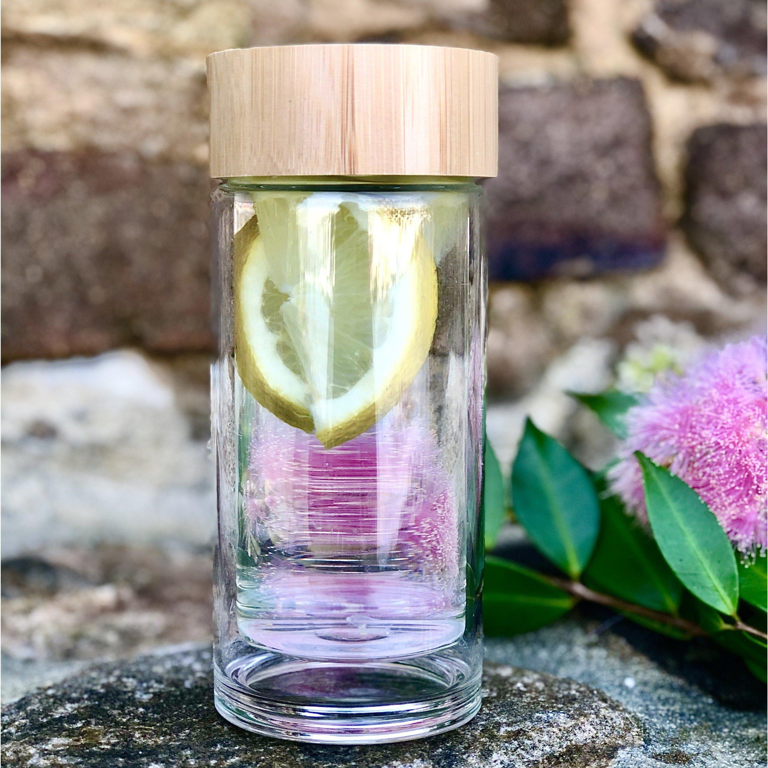 V573-BAM300-140241-00 Double Walled Bamboo Glass Bottle - 300 ml - Image 1