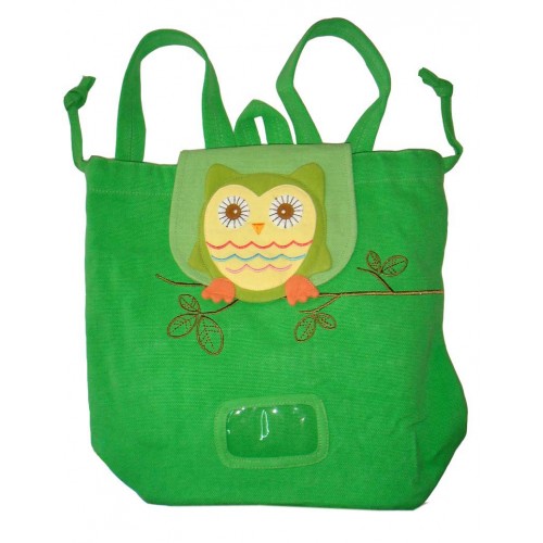 V59-303-Green-01 Owl Swim Bag Pinic Bag Green - Image 1