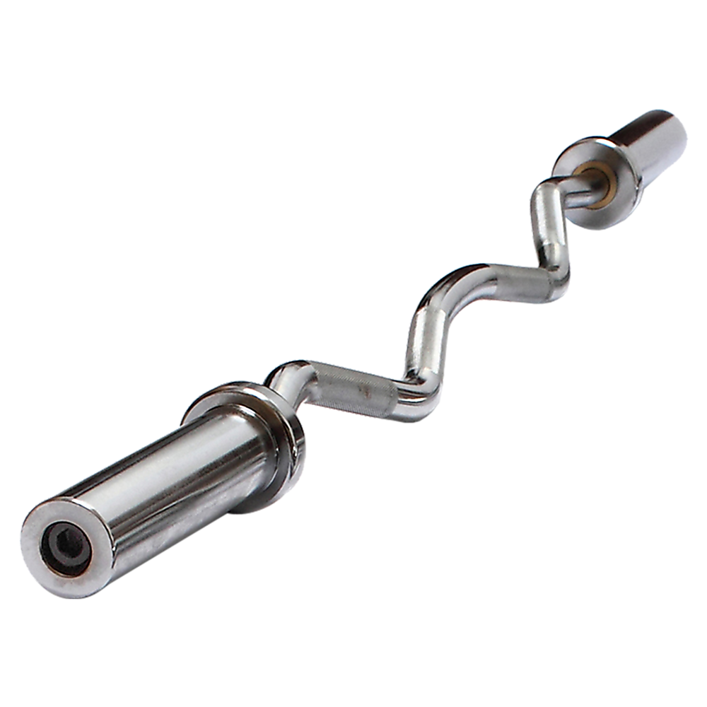 V63-770285-8859-00 120cm Chrome Olympic EZ Curl Bar – Weightlifting Barbell for Home Gym & Bodybuilding - Image 1