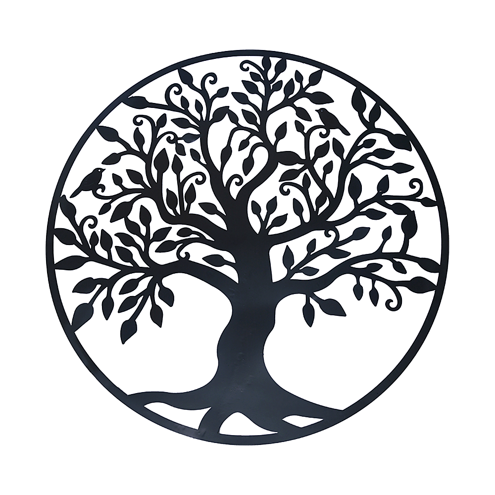 V63-822661-14252-00 Black Tree of Life Wall Art Hanging Metal Iron Sculpture Garden 99cm - Image 1